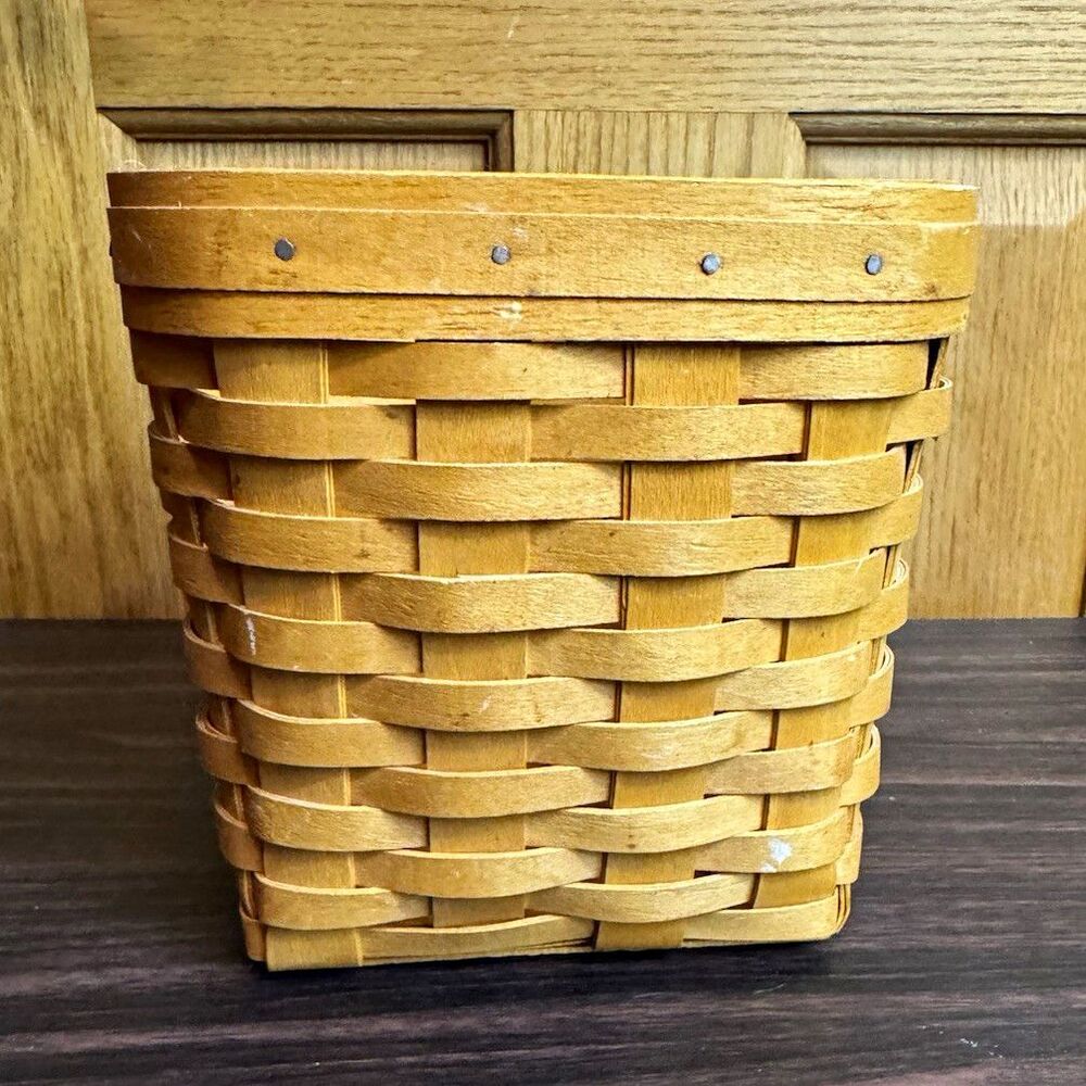 Longaberger Handwoven Square Wood Storage Basket Brown 1998 Medium 10x10x8"